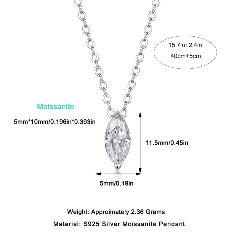 Moissanite Pendant Necklace – GRA Certified Birthday Gift Necklace in S925 Silver