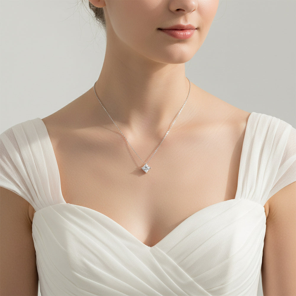 Moissanite Pendant Necklace – GRA Certified Birthday Gift Necklace in S925 Silver