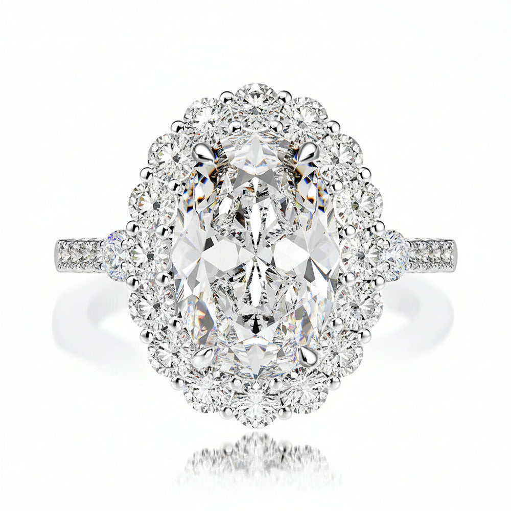 Oval Cut Moissanite Bridal Ring – 4.5 Carat Wedding Proposal Ring in S925 Silver