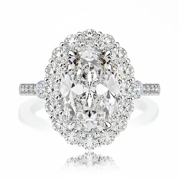 Oval Cut Moissanite Bridal Ring – 4.5 Carat Wedding Proposal Ring in S925 Silver