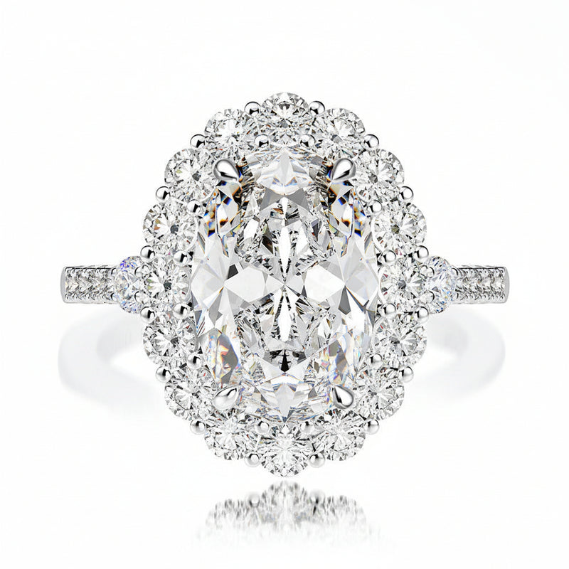 Oval Cut Moissanite Bridal Ring – 4.5 Carat Wedding Proposal Ring in S925 Silver