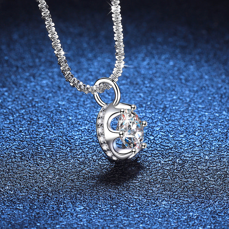 Moissanite Crown Necklace – Luxury Wedding Anniversary Gift in S925 Silver