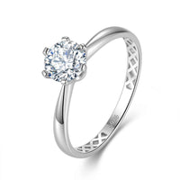 Moissanite Engagement Ring – Six Prong Solitaire Wedding Ring in S925 Silver