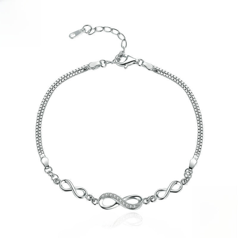 Infinity Love Bracelet – Romantic Anniversary Gift Bracelet in Platinum S925 Silver
