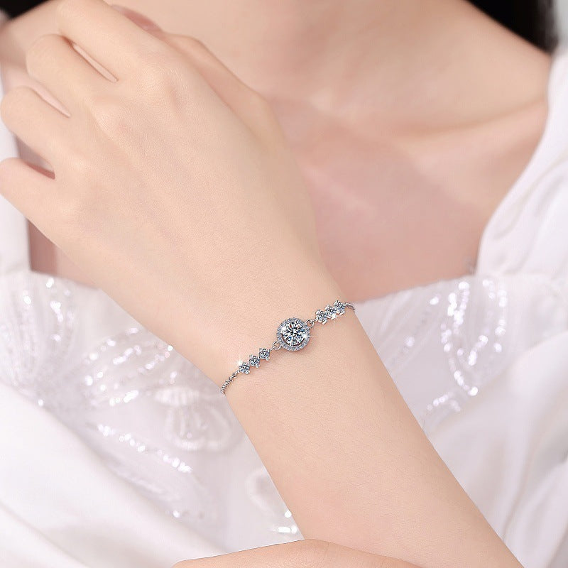 Moissanite Bridal Jewelry Set – Wedding Ring, Necklace, Earrings & Bracelet in S925 Silver
