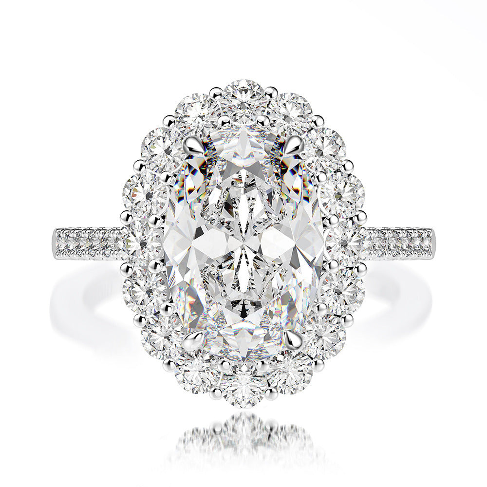 Oval Cut Moissanite Bridal Ring – 4.5 Carat Wedding Proposal Ring in S925 Silver