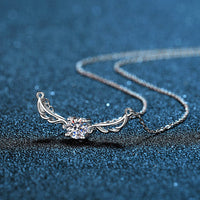 Angel Wings Moissanite Silver Necklace