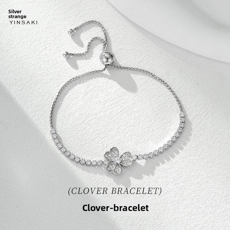 Clover Zirconia Bracelet – Adjustable Friendship & Gift Bracelet in S925 Silver