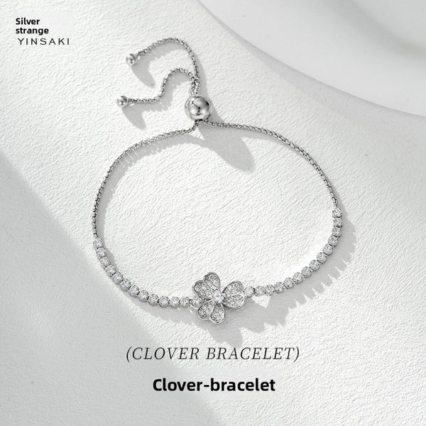 Clover Zirconia Bracelet – Adjustable Friendship & Gift Bracelet in S925 Silver