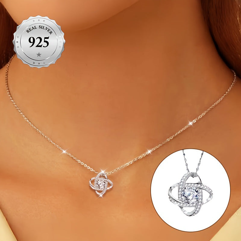 Heart Zircon Everyday Necklace – Minimalist Gift Necklace in Platinum S925 Silver
