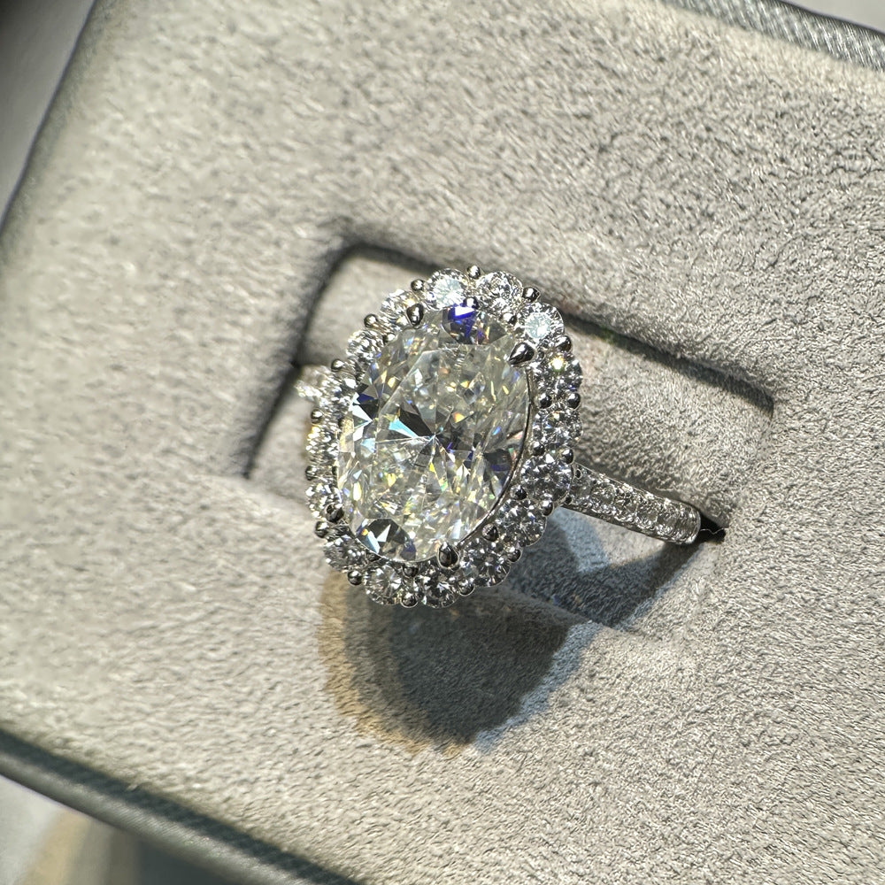 Oval Cut Moissanite Bridal Ring – 4.5 Carat Wedding Proposal Ring in S925 Silver