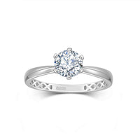 Moissanite Engagement Ring – Six Prong Solitaire Wedding Ring in S925 Silver