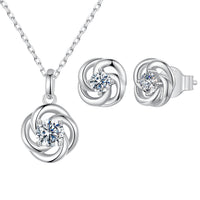 Four-Leaf Clover Lucky Charm Necklace & Earrings Set – Moissanite Gift for Her