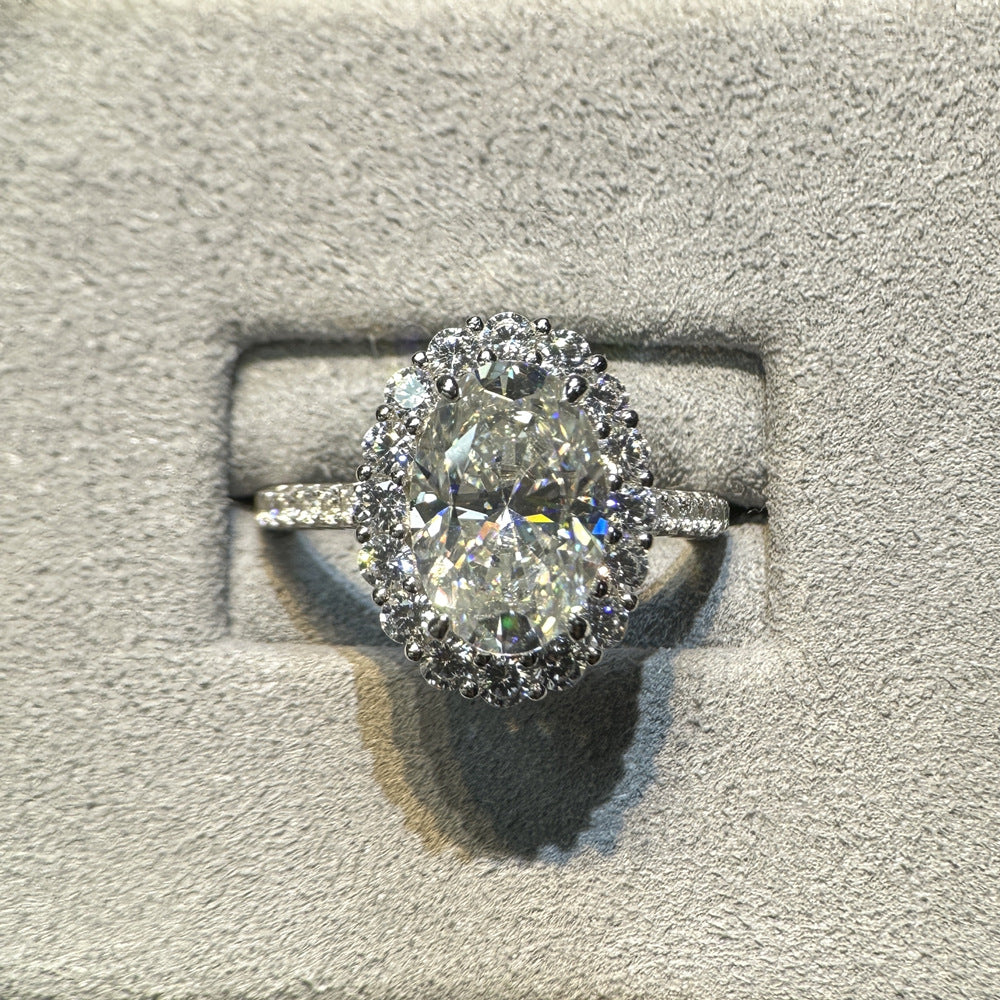 Oval Cut Moissanite Bridal Ring – 4.5 Carat Wedding Proposal Ring in S925 Silver