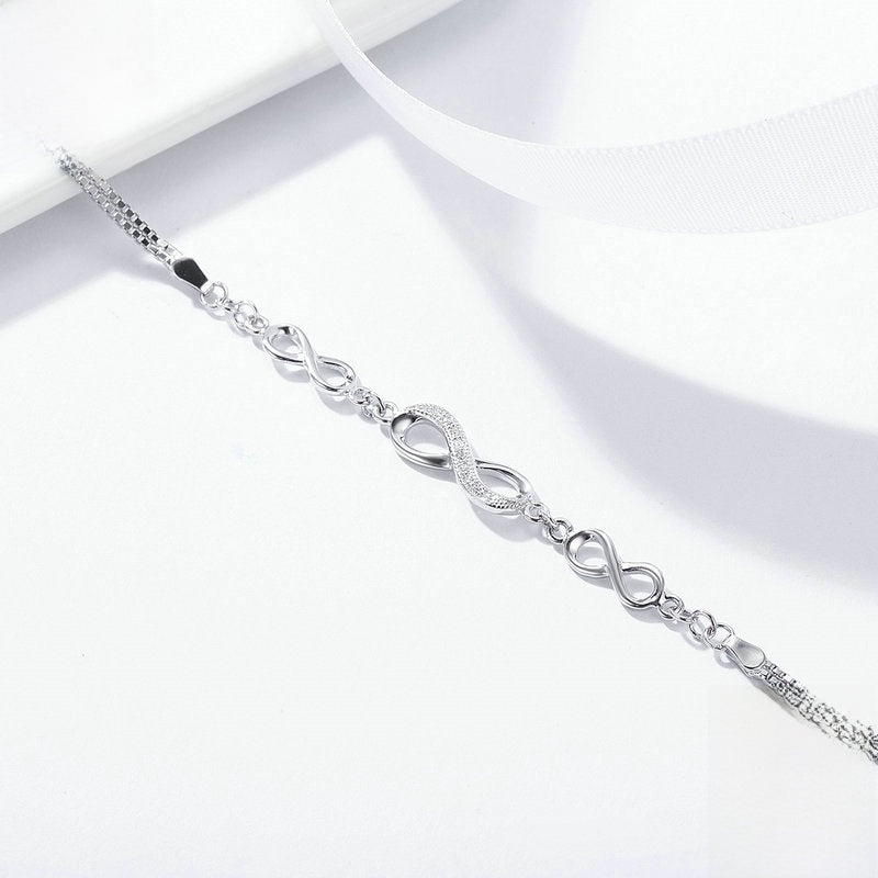 Infinity Love Bracelet – Romantic Anniversary Gift Bracelet in Platinum S925 Silver