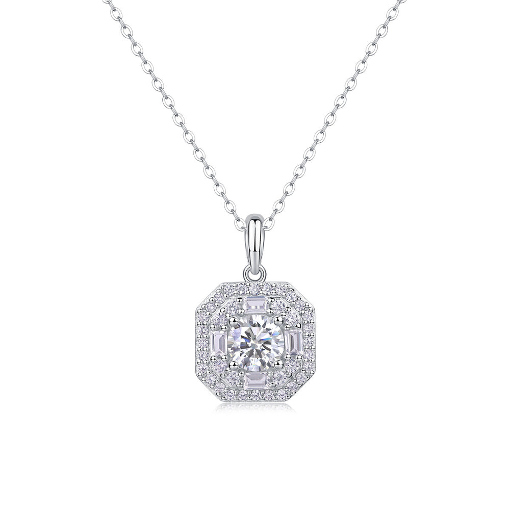 Moissanite Pendant Necklace – GRA Certified Birthday Gift Necklace in S925 Silver