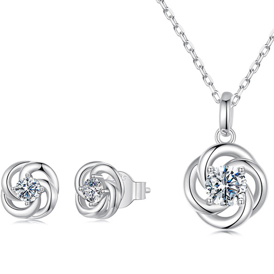 Four-Leaf Clover Lucky Charm Necklace & Earrings Set – Moissanite Gift for Her