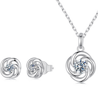 Four-Leaf Clover Lucky Charm Necklace & Earrings Set – Moissanite Gift for Her