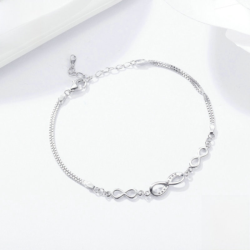Infinity Love Bracelet – Romantic Anniversary Gift Bracelet in Platinum S925 Silver