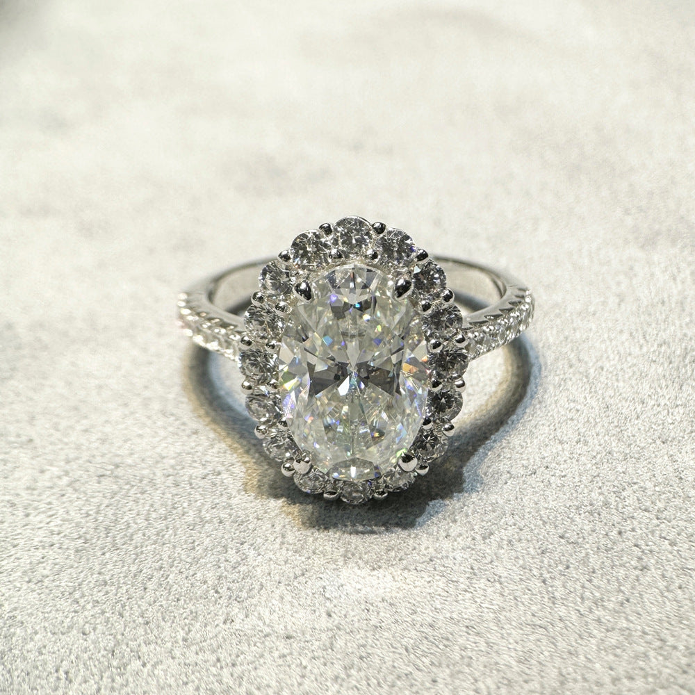 Oval Cut Moissanite Bridal Ring – 4.5 Carat Wedding Proposal Ring in S925 Silver