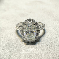Oval Cut Moissanite Bridal Ring – 4.5 Carat Wedding Proposal Ring in S925 Silver