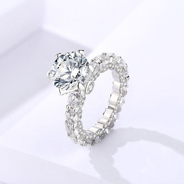 Moissanite Engagement Ring – 4 Carat Proposal Ring in S925 Silver