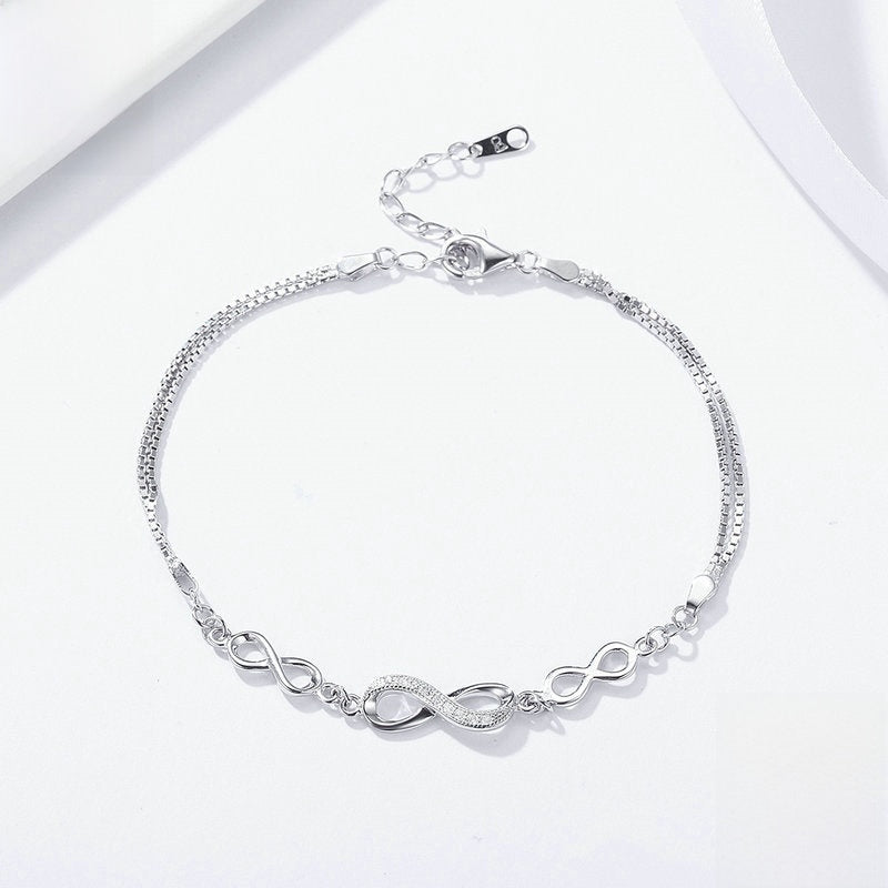 Infinity Love Bracelet – Romantic Anniversary Gift Bracelet in Platinum S925 Silver