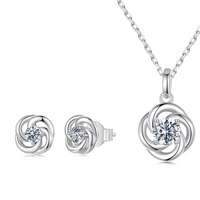 Four-Leaf Clover Lucky Charm Necklace & Earrings Set – Moissanite Gift for Her