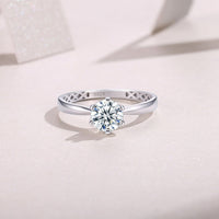 Moissanite Engagement Ring – Six Prong Solitaire Wedding Ring in S925 Silver