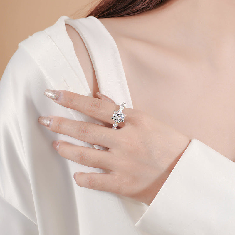Moissanite Engagement Ring – 4 Carat Proposal Ring in S925 Silver