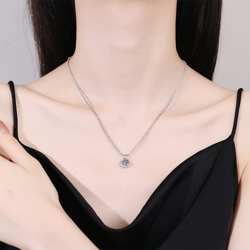 Moissanite Crown Necklace – Luxury Wedding Anniversary Gift in S925 Silver