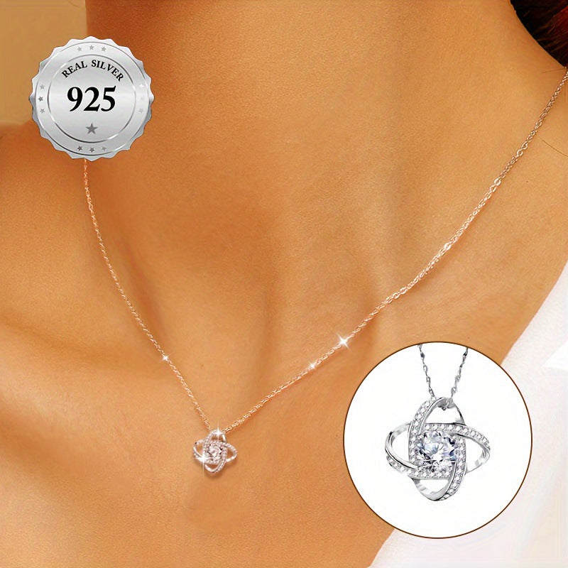 Heart Zircon Everyday Necklace – Minimalist Gift Necklace in Platinum S925 Silver