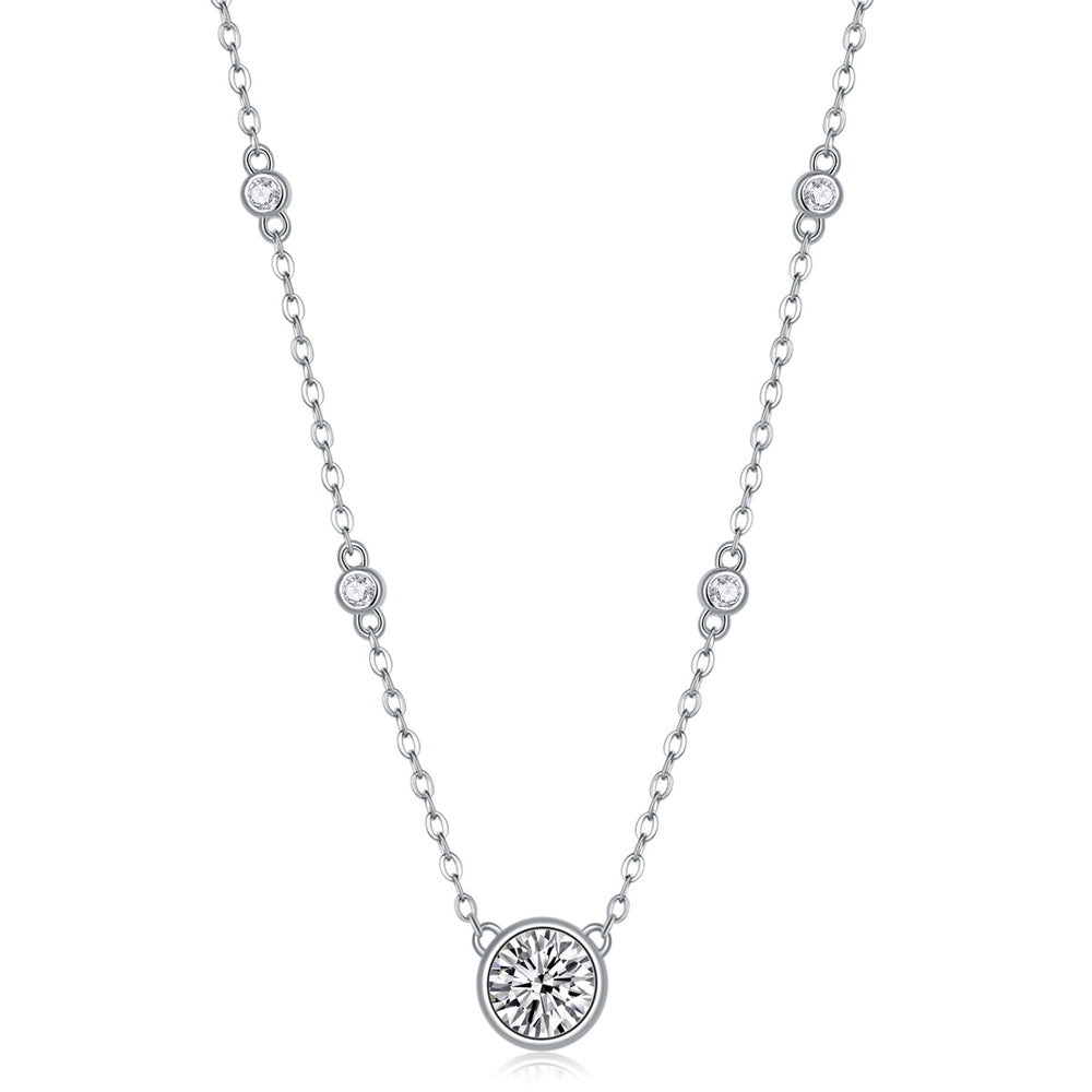 Moissanite Pendant Necklace – GRA Certified Birthday Gift Necklace in S925 Silver