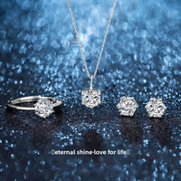 Moissanite Jewelry Gift Set – Engagement Necklace, Ring & Earrings in S925 Silver