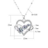 S925 Sterling Silver Plated Pt950 Gold 1.6 Carat Moissanite Infinity Symbol Love Pendant Necklace